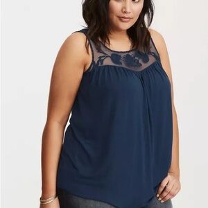 Torrid Embroidered Mesh Inset Tank Top